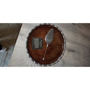 Simplydesignz Modern Metals 11 Fluted Cake Plate and Server Set Bronze Meenakari